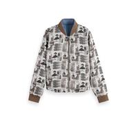 Scotch & Soda Printed Reversible Bomber Jacket, Donna, Art Dept Collage Grey Scale, M