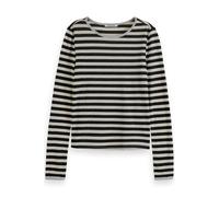 Scotch & Soda Striped Long Sleeve T-shirt With Lurex Binding Soft Ice Blac Taglia: XS | Maglie a manica lunga Outlet | Donna | Bianco