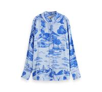 Scotch & Soda Maglietta in Viscosa Stampata, Journey of The Free Mind Blue 7366, 44 Donna