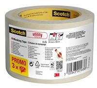Scotch Utility Nastro di mascheratura, 24 mm x 50 m, 3 Rotoli/Confezione, 70% PEFC, SGSCH-PEFC-COC-110078
