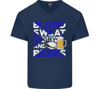 Scotland Blood Sweat & Beers Rugby Scottish Uomo V-Neck Cotone T-Shirt