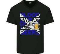 Scotland Blood Sweat & Beers Rugby Scottish Uomo V-Neck Cotone T-Shirt