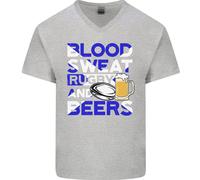 Scotland Blood Sweat & Beers Rugby Scottish Uomo V-Neck Cotone T-Shirt