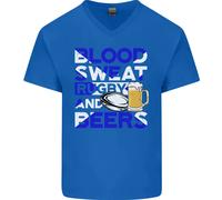Scotland Blood Sweat & Beers Rugby Scottish Uomo V-Neck Cotone T-Shirt