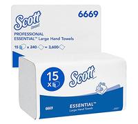 Scott 6669 Essential Asciugamani Piegati Grandi a 1 Velo, 15 Confezioni x 240 Fogli, Bianco