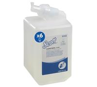 Scott Control 6342 Sapone per mani in schiuma per uso frequente, Sapone per mani in schiuma inodore, 6 ricariche di Sapone per mani trasparente da 1 litro, Totale 6 litri