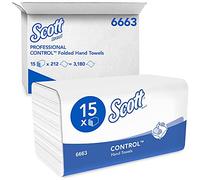 Scott® Control™ 6663 Asciugamani di Carta Piegati a M, 1 Velo, Tecnologia Airflex™, Certificati FSC® ed Ecolabel, 15 Confezioni x 212 Fogli (Totale 3.180)