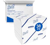 Scott Control carta igienica interfogliata 8509, 2 veli, realizzata al 100% con materiale riciclato, 36 confezioni x 220 fogli di carta igienica piegata (7920 fogli), Bianco