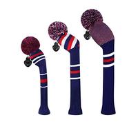 Scott Edward Mix and Match - Set di 3 coperture per mazze da golf in maglia con un simpatico pon pon, 1 copritesta per mazza da fairway 1 e copertura ibrida/UT, 1 le migliori combinazioni di colori