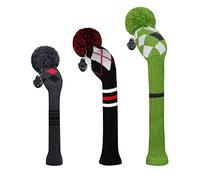 Scott Edward Mix and Match - Set di 3 coperture per mazze da golf in maglia con un simpatico pon pon, 1 copritesta per mazza da fairway 1 e copertura ibrido/UT 1, le migliori combinazioni di colori