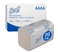 Scott® Essential™ Asciugamani Piegati 6666, Asciugamani di Carta Bianchi a 2 Veli, Monouso per Asciugatura Igienica, 20 Fascette x 200 Fogli (4.000 Totali)