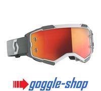 Scott Fury Motocross MX Occhiali Bianco/Grigio- Arancio Cromo Lente a Specchio