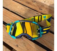 Scott Fury Motocross MX Occhiali Blu/Verde Blu/Giallo - Oro Cromo Lente a