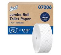 Scott - KCC07006 Essential Jumbo Roll JR Coreless carta igienica (07006), 2 strati, bianco, 12 rotoli/custodia, 1,150 m/rotolo