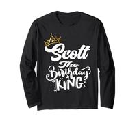 Scott, maglietta da uomo con scritta "The Birthday King" e scritta "Happy Birthday" Maglia a Manica