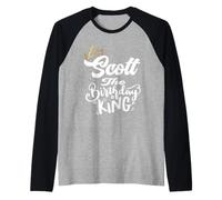 Scott, maglietta da uomo con scritta "The Birthday King" e scritta "Happy Birthday" Maglia con Maniche Raglan