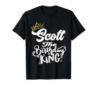 Scott, maglietta da uomo con scritta "The Birthday King" e scritta "Happy Birthday" Maglietta