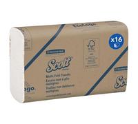 Scott Slimfold Asciugamani 1804, Asciugamani monouso intercalati con piegatura Slimfold, Tecnologia Airflex, Colore bianco, 16 confezioni da 250 fogli di carta (totale 4000)
