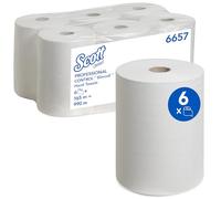Scott Slimroll Asciugamani in Rotolo 6657, 1 Velo, Bianchi, Ultra Assorbenti e Resistenti con Tecnologia Airflex, Certificati FSC e Ecolabel UE, 6 Rotoli x 165 m (990 m Totali)