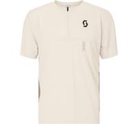 Scott - T-shirt MTB stretch e traspirante con collo con zip - Vertic Zip SS Tee M Cotton White Toast Beige per Uomo in Poliestere Riciclato - Taglia M - Bianco