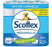 Scottex Megarollo Carta Igienica Secca 16 rotoli (32 rotoli da un rotolo originale)