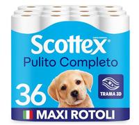 Scottex Pulito Completo Carta Igienica, Morbida e Resistente, Confezione Ecosostenibile in Carta, 36 Rotoli Maxi