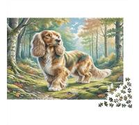 Scottish Deerhound - Carta - Cocker Spaniel nella foresta con luce solare maculata - Set puzzle per adulti - Regalo educativo - Attività rilassante - 52x38cm/1000 pezzi