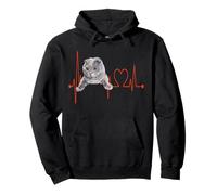 Scottish Fold Cat Heartbeat ECG Funny Cats & Kitten Lovers Felpa con Cappuccio