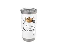 Scottish Fold Cat indossa corona Bicchiere termico in acciaio inox doppia parete