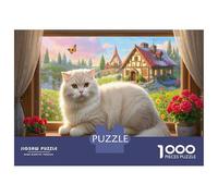 Scottish Fold Puzzle 1000 Pezzi Per Adulti, 1000 Pezzi Window View Sfida Capricciosa Giochi Educativi Giochi Per La Decorazione Della Casa 38x26cm/1000pcs