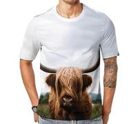 Scottish Highland Cow - Maglietta unisex casual a maniche corte, Multicolore, 5XL