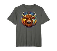 Scottish Highland Cow - Piombo in vetro colorato artistico Maglietta