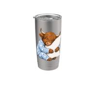 Scottish Highland mucca che dorme in pigiama carino sonno Bicchiere termico in acciaio inox doppia parete