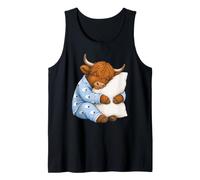 Scottish Highland Mucca Che Dorme in Pigiama Carino Sonno Canotta