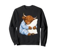 Scottish Highland Mucca Che Dorme in Pigiama Carino Sonno Felpa