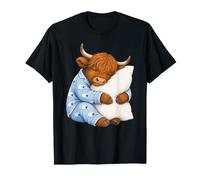 Scottish Highland Mucca Che Dorme in Pigiama Carino Sonno Maglietta