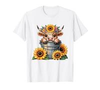Scottish Highland Mucca Girasole Giovenca Country Farmer Ragazze Maglietta