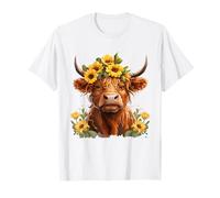 Scottish Highland Mucca Girasole Giovenca Country Farmer Ragazze Maglietta