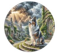 Scottish Shepherd Dog Rundes 1000 Puzzle Animals Rundes Puzzle Familienpuzzle Erwachsene Anspruchsvoll Puzzle Für Erwachsene Und Kinder Familiengeschenke 1000pcs (67.5x67.5cm)