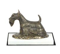 Scottish Terrier - figurina con un cane su una base di legno bianca, Art Dog IT