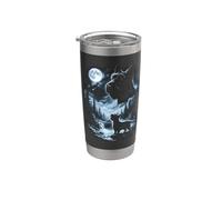 Scottish Terrier Howling to the Moon Retro Anni '90 Bicchiere termico in acciaio inox doppia parete