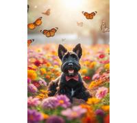 Scottish Terrier in a field of colorful flowers Notebook - Large 6 x 9 inches - 127 Pages