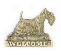 Scottish Terrier - lastra di ottone con l'iscrizione 'WELCOME' Art Dog IT
