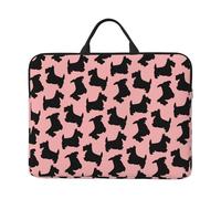 Scottish Terrier Pattern Rosa Nero, Custodia per laptop da 14 pollici, borsa per notebook, custodia per laptop, valigetta con maniglia