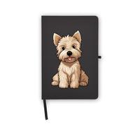 Scottish Terrier Wheaten Fluffy Cartoon Drawing Notebook, pagine vuote, copertina in ecopelle, agenda, diario, quaderno di lavoro