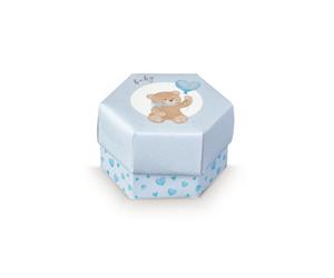 Scotton Scatola Esagono Little Bear 60 X 40 Mm Azzurro 10 Pz