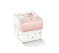 Scotton Scatola Portaconfetti 50 x 50 x 50 Mm Baby Orsetto Rosa Palloncini 10 Pz