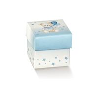 Scotton Scatola Portaconfetti con Coperchio 50 x 50 x 50 Mm Baby Orsetto Azzurro 10 Pz