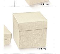 scotton spa 10 Pezzi Scatola cartoncino BOMBONIERA 14x14x20 cm Linea Pelle Bianco