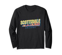 Scottsdale, Skyline Città, Arizona, Viaggiare, Retro, Tipografia Maglia a Manica